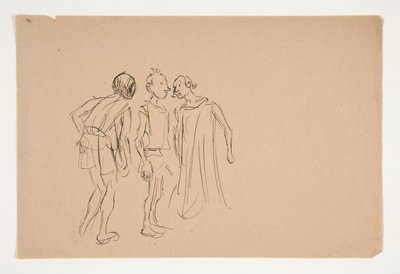 Skitse af tre mænd (studie for 1937.1072?), fra Merchant of Venice af Edwin Austin Abbey
