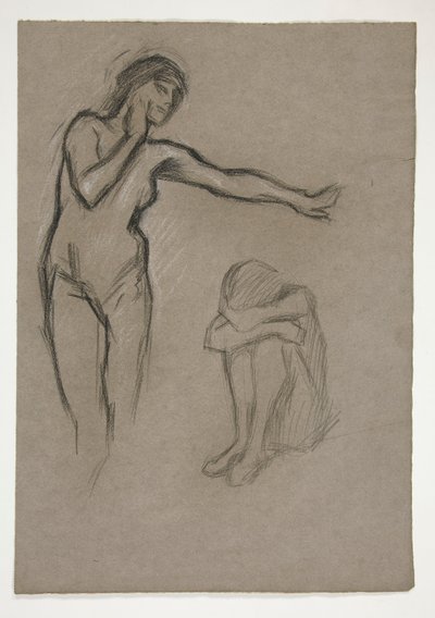 Skitse af to figurer af Edwin Austin Abbey