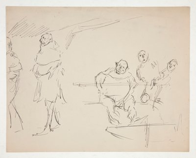 Studier til et uidentificeret Shakespeare-skuespil (Falstaff?) (recto and verso) af Edwin Austin Abbey