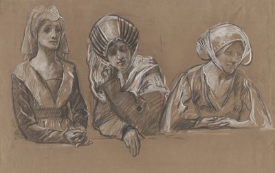 Studier af 3 kvinder til Den Kongelige Børs. af Edwin Austin Abbey
