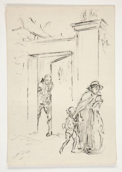 Studie til .1208 - illustration til Oliver Goldsmith af Edwin Austin Abbey