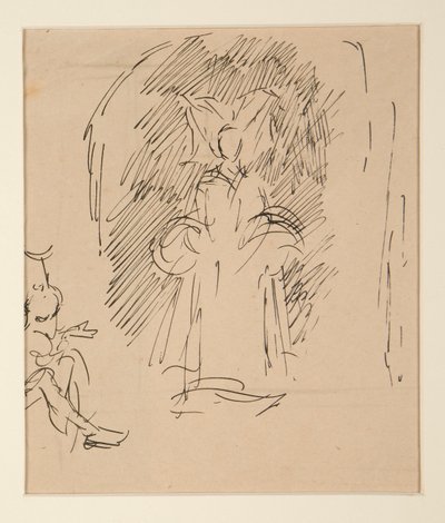 Studie for præst og den store dame (akvarel) af Edwin Austin Abbey