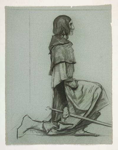 Studie til The Key to the Castle, fra The Quest of the Holy Grail (en serie på femten malerier til Boston Public Library, færdiggjort i 1901) af Edwin Austin Abbey