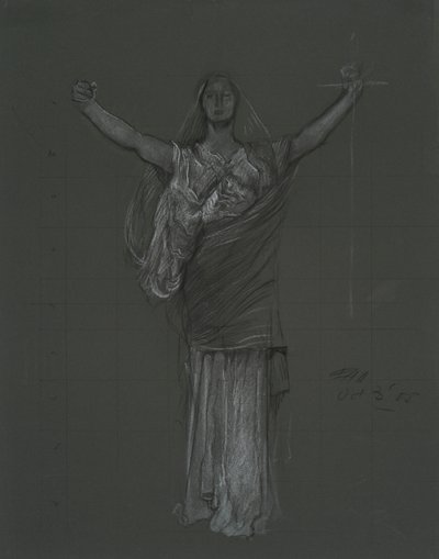 Studie for allegorisk lovfigur, rondel i rotunden i Pennsylvania State Capitol Building, Harrisburg, 1902-1911 af Edwin Austin Abbey