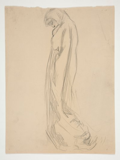 Undersøgelse for figur af 10 pm in af Edwin Austin Abbey