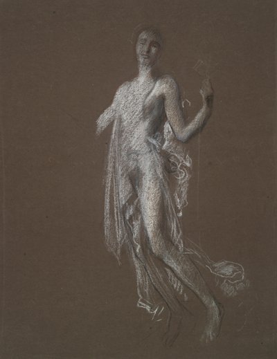 Undersøgelse for figur på 5 am(?) in af Edwin Austin Abbey