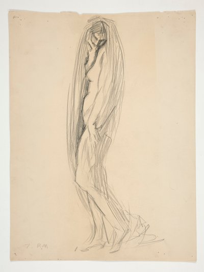 Undersøgelse for figur af 7 pm for af Edwin Austin Abbey