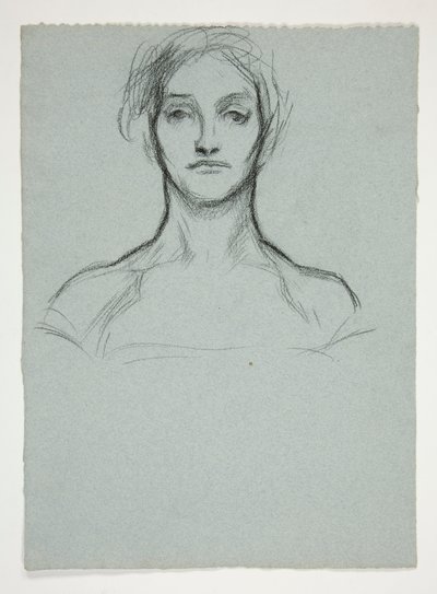 Studie til pastel (.2228): Portræt af en ung kvinde af Edwin Austin Abbey