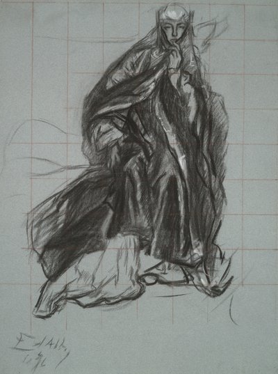 Study for the Queen, fra The Play Scene, Hamlet, akt 3, scene 2 af Edwin Austin Abbey