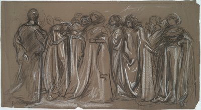 Studie for de fangede dyder, figurstudie for af Edwin Austin Abbey