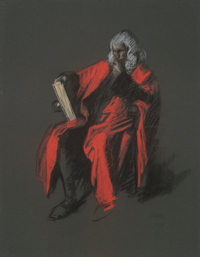 Undersøgelse for figuren af overdommer Thomas McKean, i af Edwin Austin Abbey