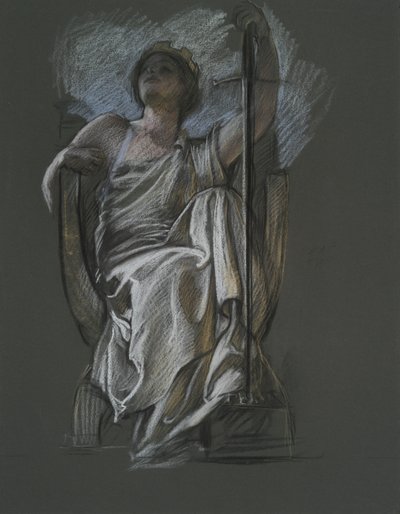 Undersøgelse for figuren The Genius of Pennsylvania i af Edwin Austin Abbey