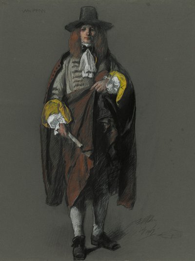 Undersøgelse for figuren af William Penn i af Edwin Austin Abbey