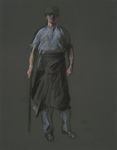 Undersøgelse for figuren af en arbejder, i af Edwin Austin Abbey