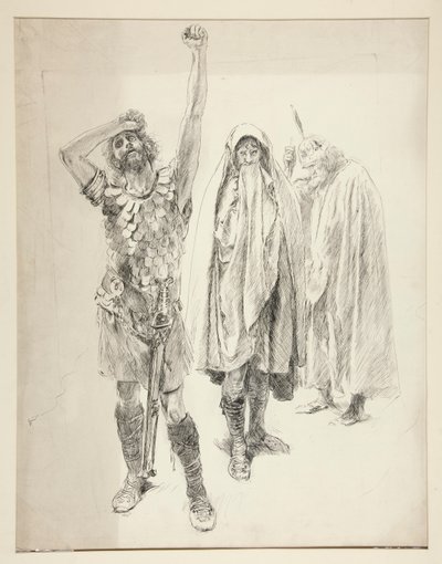 Studie til uidentificeret Shakespeare-skuespil af Edwin Austin Abbey