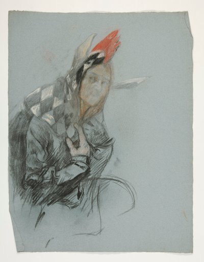Studie af Jester (ubrugt), for Quest of the Holy Grail (en serie på femten malerier til Boston Public Library, afsluttet i 1901) af Edwin Austin Abbey