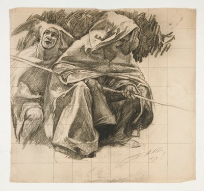 Studie af The Fisher King, fra The Quest of the Holy Grail (en serie på femten malerier til Boston Public Library, afsluttet i 1901) af Edwin Austin Abbey