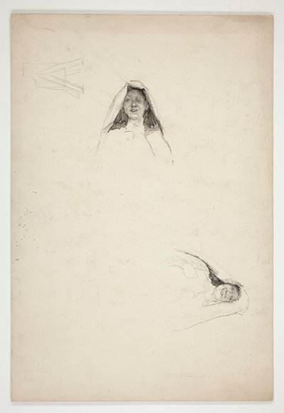 Studie af to hoveder, Jaquenetta, fra kærlighed af Edwin Austin Abbey