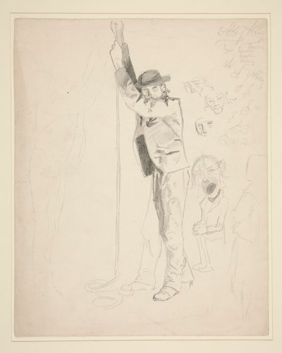 Studie af en mand, der ringer med en klokke; doodles af EAA af Edwin Austin Abbey
