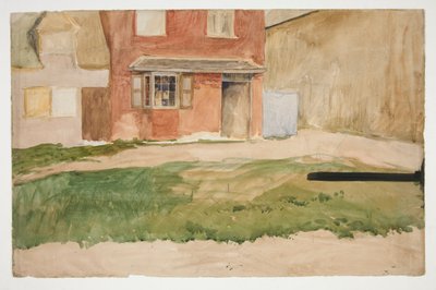 Undersøgelse af eksteriør af en rød murstensbygning af Edwin Austin Abbey