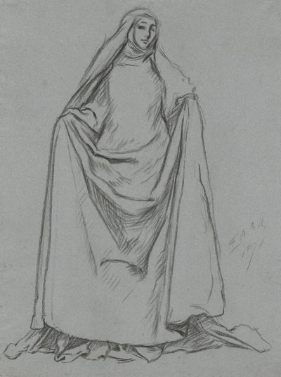 Studie af kvindeskikkelse (omvendt: mandlig figur) af Edwin Austin Abbey