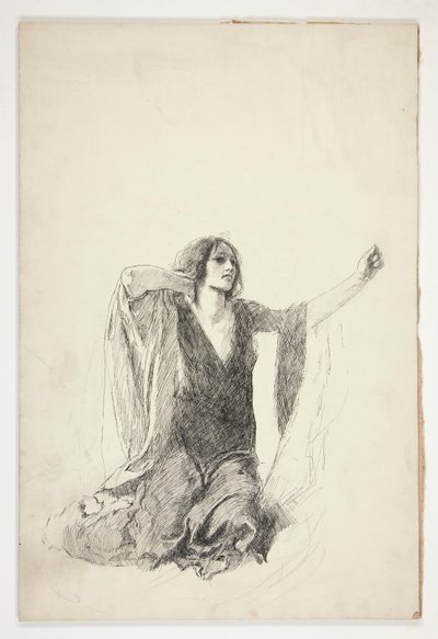 Studie af knælende kvinde, sandsynligvis et studie for Juliet i gravscenen, af Edwin Austin Abbey