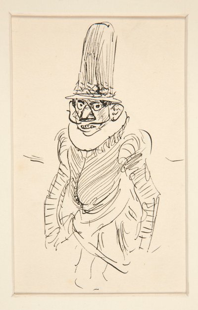 Undersøgelse af mennesket i XV århundredes kostume, muligvis en karikatur af perioden af Edwin Austin Abbey
