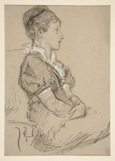 Undersøgelse af siddende kvinder (Mrs. Abbey?) af Edwin Austin Abbey