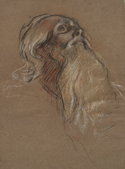 Studie af lederen af kong Amfortas, for af Edwin Austin Abbey