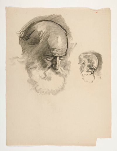 Studie af hovedet af en gammel skægget mand, for kong Arthur af Edwin Austin Abbey