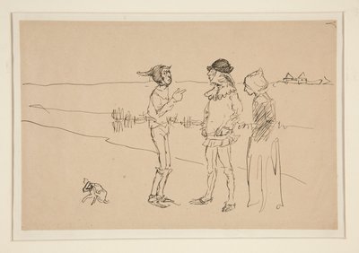 Studie af to mænd, kvinde og en hund, fra Love af Edwin Austin Abbey