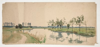 Træer langs en flodbred af Edwin Austin Abbey