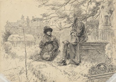 To figurer på en kirkegård af Edwin Austin Abbey