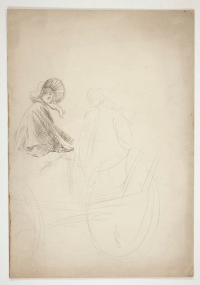 To figurer siddende på en vogn - (uidentificeret illustration) af Edwin Austin Abbey