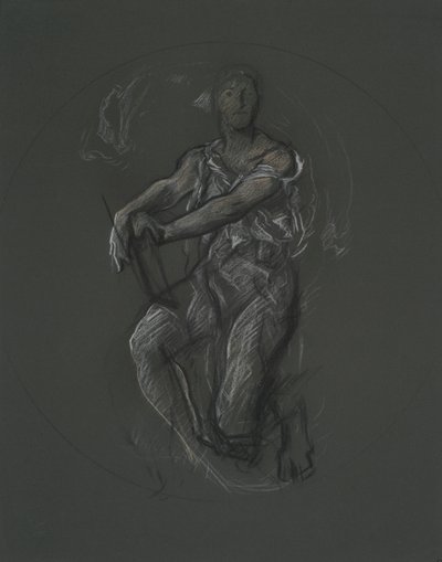Uidentificeret figurstudie til vægmaleriprojekt ved Pennsylvania State Capitol Building, Harrisburg, 1902-1911 af Edwin Austin Abbey