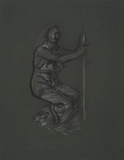 Uidentificeret figurstudie til vægmaleriprojektet ved Pennsylvania State Capitol Building, Harrisburg, 1902-1911 af Edwin Austin Abbey