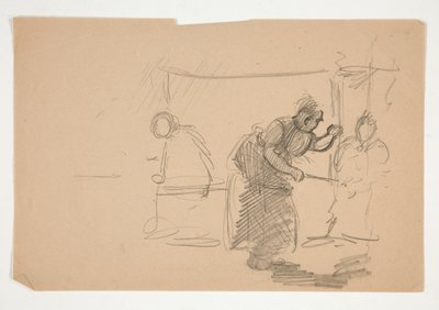 Uidentificeret illustration- Studie af køkken med figur af Edwin Austin Abbey