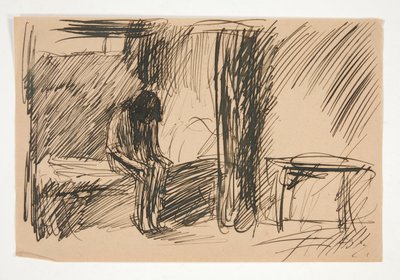 Uidentificeret illustration - Studie af person i fængsel af Edwin Austin Abbey