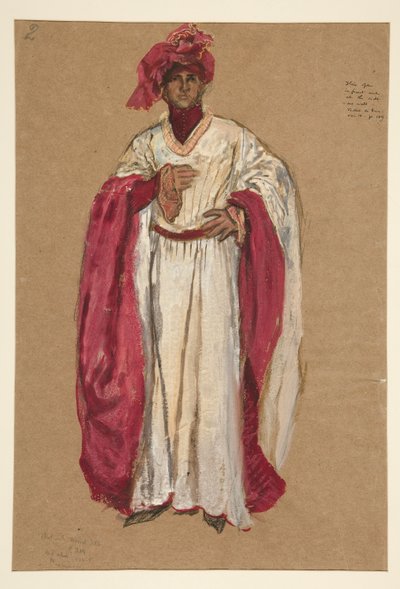 Uidentificeret mand i rød kappe, kostumeskitse til kong Richard II af Edwin Austin Abbey