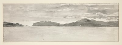 Vandscene med landskab af Edwin Austin Abbey