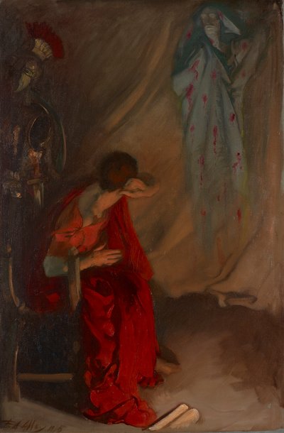 Indenfor Brutus telt: Gå ind i Cæsars spøgelse, Julius Cæsar, akt IV, Scene III af Edwin Austin Abbey