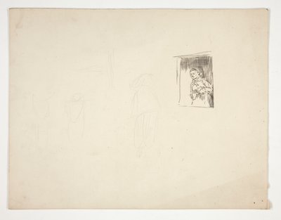 Kvinde ved vinduet - uidentificeret illustration af Edwin Austin Abbey