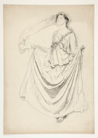 Kvinde i toga med guirlander, skitse til et uidentificeret Shakespeare-skuespil af Edwin Austin Abbey