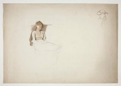 Kvinde sidder i stol og sover af Edwin Austin Abbey