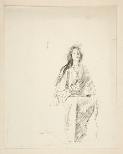 Siddende kvinde, skitse til et uidentificeret Shakespeare-skuespil af Edwin Austin Abbey
