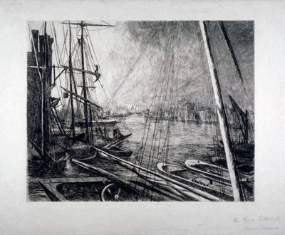 Pool of London fra Rotherhithe, med skibe i forgrunden, c1890. af Edwin Edwards