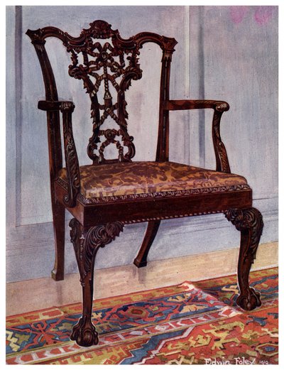 Mahogni lænestol, stil af Chippendale, 1911-1912. af Edwin Foley