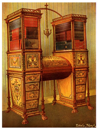 Søsteren indlagt dobbelt secretaire og reolskab, Sheraton, 1911-1912. af Edwin Foley