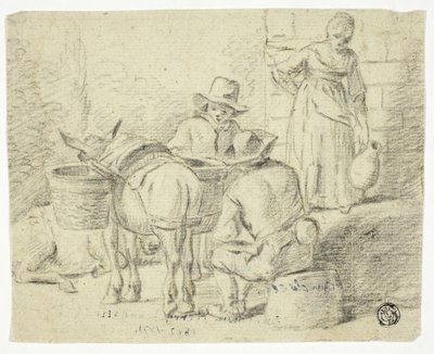 Mænd og æsler, kvinde med kande af Edwin Henry Landseer