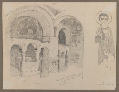 Tidlig kristent (koptisk) kloster i Esna, 1. marts 1887 (grafit på papir) af Edwin Howland Blashfield